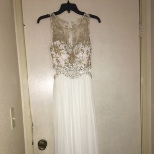 Prom Formal Beautiful White and Gold Dress
